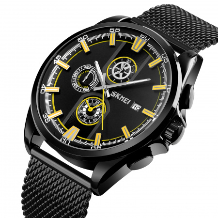 Часы наручные Skmei мужские кварцевые 9181yellow-steel