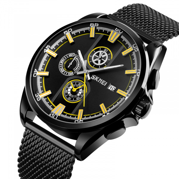 Часы наручные Skmei мужские кварцевые 9181yellow-steel