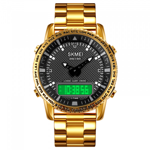 Часы наручные Skmei мужские электронные 1898gold-white