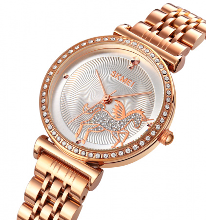 Часы наручные Skmei женские кварцевые 1686rose-gold-silver