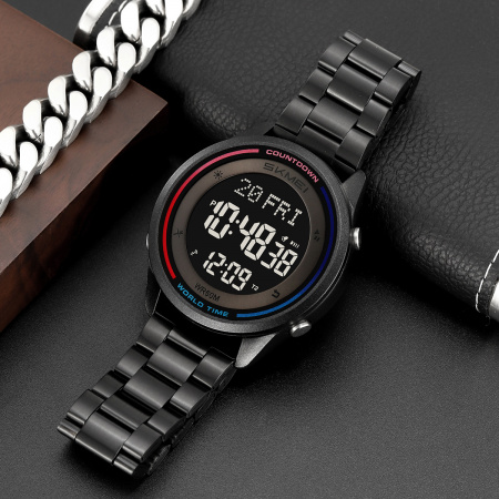 Часы наручные Skmei мужские электронные спортивные 2412black-steel