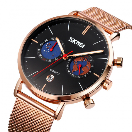 Часы наручные Skmei мужские кварцевые 9231rose-gold-black