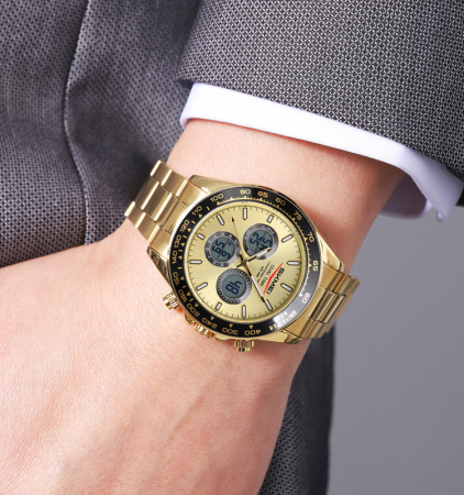 Часы наручные Skmei мужские электронные спортивные 2505gold-black-steel