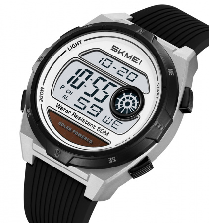 Часы наручные Skmei мужские электронные солнечная батарея спортивные 2436silver