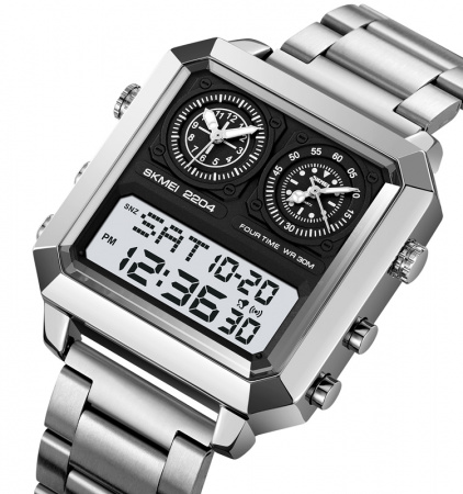 Часы наручные Skmei мужские электронные 2204silver-white