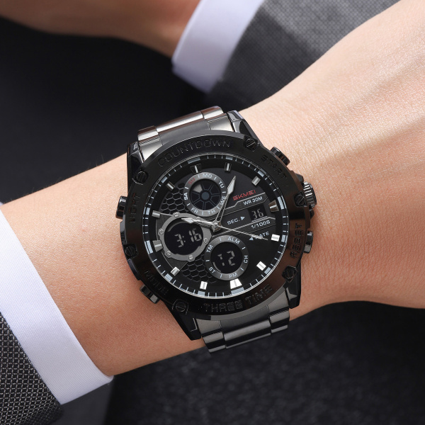 Часы наручные Skmei мужские электронные спортивные 2502black-steel